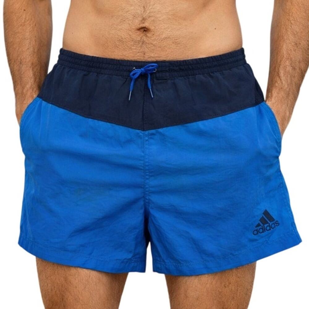 Vintage Y2K Men’s Medium Adidas Swim Trunks Shorts Blue Navy Mesh Lining